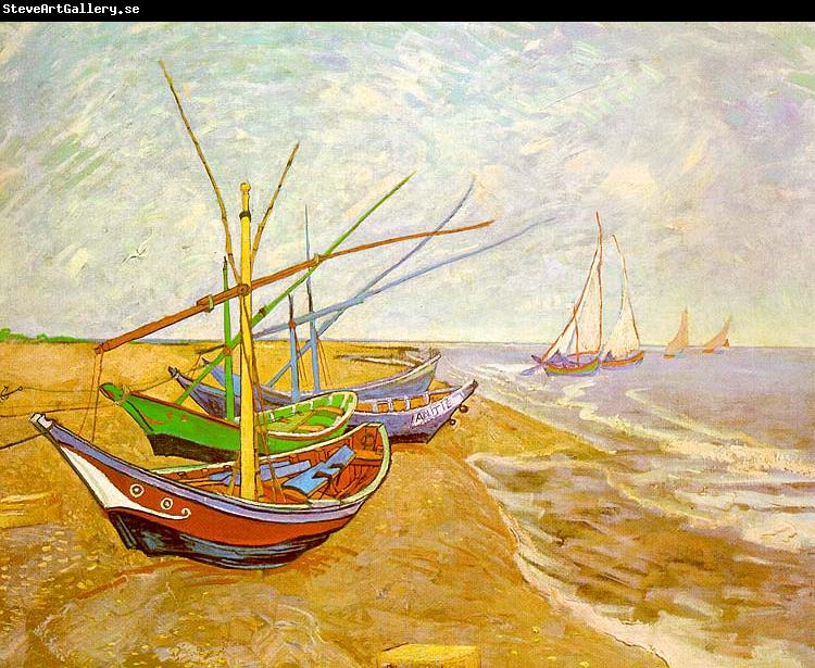 Vincent Van Gogh Fishing Boats on the Beach at Saintes-Maries